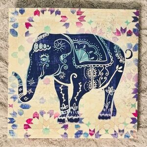 Multicolor Elephant Canvas Print 16" x 16"